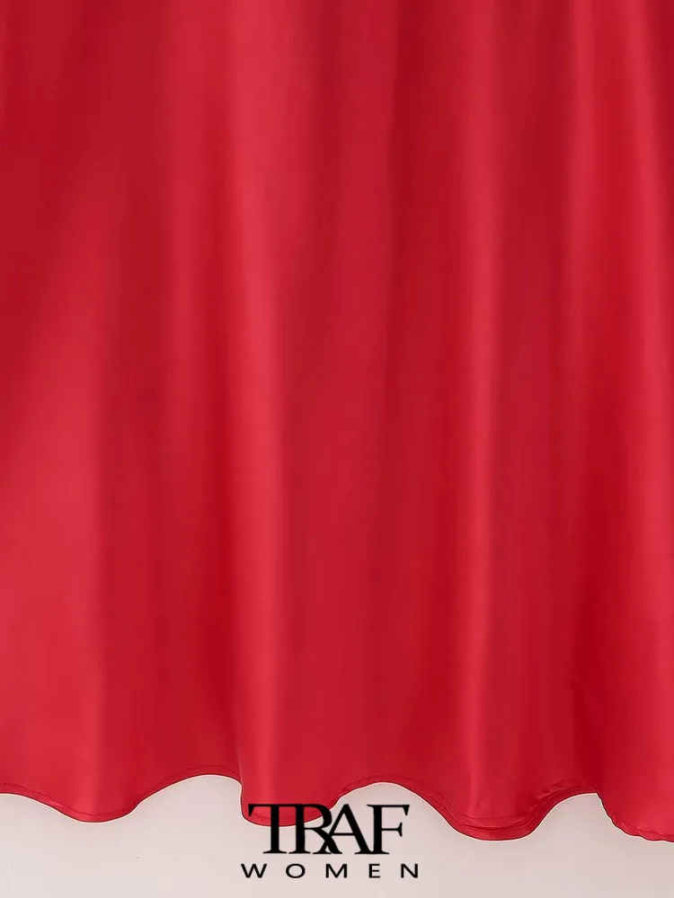 ТРАФИКА на Дамско Модно Рокля Миди С Завязками Отпред, Отворено Атласное Рокля Midi, Винтажное Рокля На Бретелях С отворен Гръб И Цип, Дамски Рокли, Vestidos Mujer