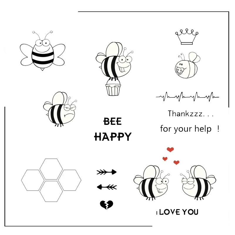 Трудолюбие Пчела Прозрачни Печати За Scrapbooking Занаяти Красят Фотоалбум Релефни Карти, Като Прозрачни Печати Нови