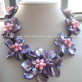 търговия на едро с красиви лилави сладководни перли 40-60 мм морска мивка цвете 18,5 