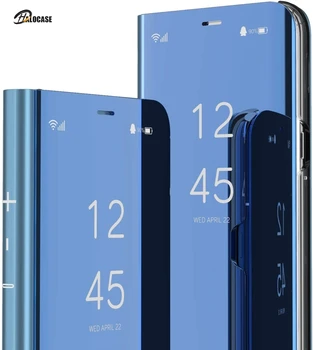 Умен Огледален Флип Калъф за iPhone 11 12 Pro Mini XR XS Max с Прозрачен Прозрачен Покритие Покритие За Цялото Тяло, устойчив на удари Калъф