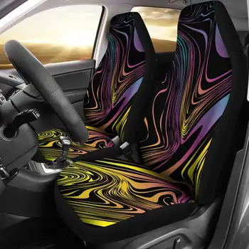 Цветни Спирали Черно Абстрактното изкуство, Двойка Покривала За автомобилни Седалки, 2 своята практика за Предните Седалки, Защита за автомобилни Седалки, Автомобилни Аксесоари