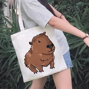 чанта за пазаруване capibara, джутовая чанта, холщовая чанта bolso, чанта за количка, чанта за пазаруване, тъканно чанта sacola shoping дамска чантичка
