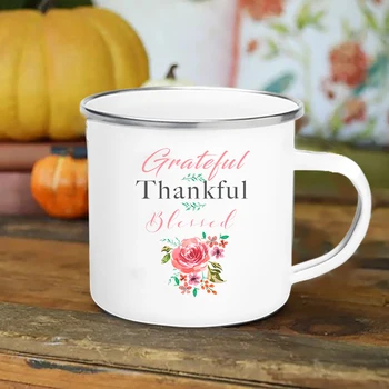 Чаша за Деня на Благодарността, туризъм чаша, Цветя, эмалированная чаша, Чаша за Огъня, Есента на Чашата за Кафе, Химикалка, метална чаша, сок, напитка, подарък на есен