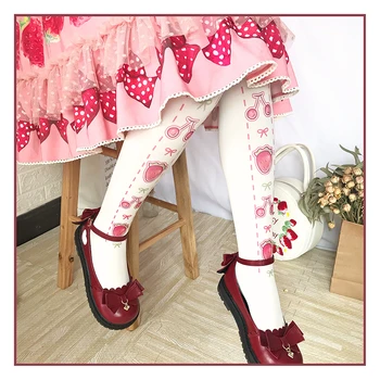 Череши, ягоди Лолита женски сраснали с кадифени чорапи с принтом през лятото 120 d чорапогащник sweet Lolita