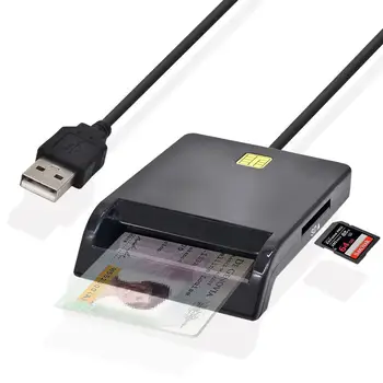 Четец на smart карти, USB SIM за банкови карти IC/ ID EMV TF MMC Cardreaders USB CCID ISO 7816 за Windows 7 8 10 OS Linux
