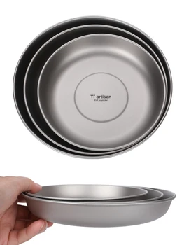 Чиста титановая с чиния за пикник с чиния за пътуване прибори за къмпинг титановая плодови чиния салата чиния