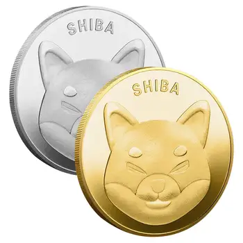 ШИБ Сувенирни Монети Dogecoin Позлатена Сребърна Възпоменателна Монета, Позлатена Сребърна монета Shiba Ин Триизмерен Релеф