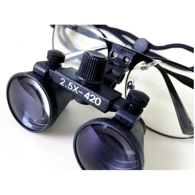 Широко Поле 2.5 X Стоматологично Лупа от Очила За Очите Ортопедична Хирургична Лупа с Метални Защитни Рамки За Очила